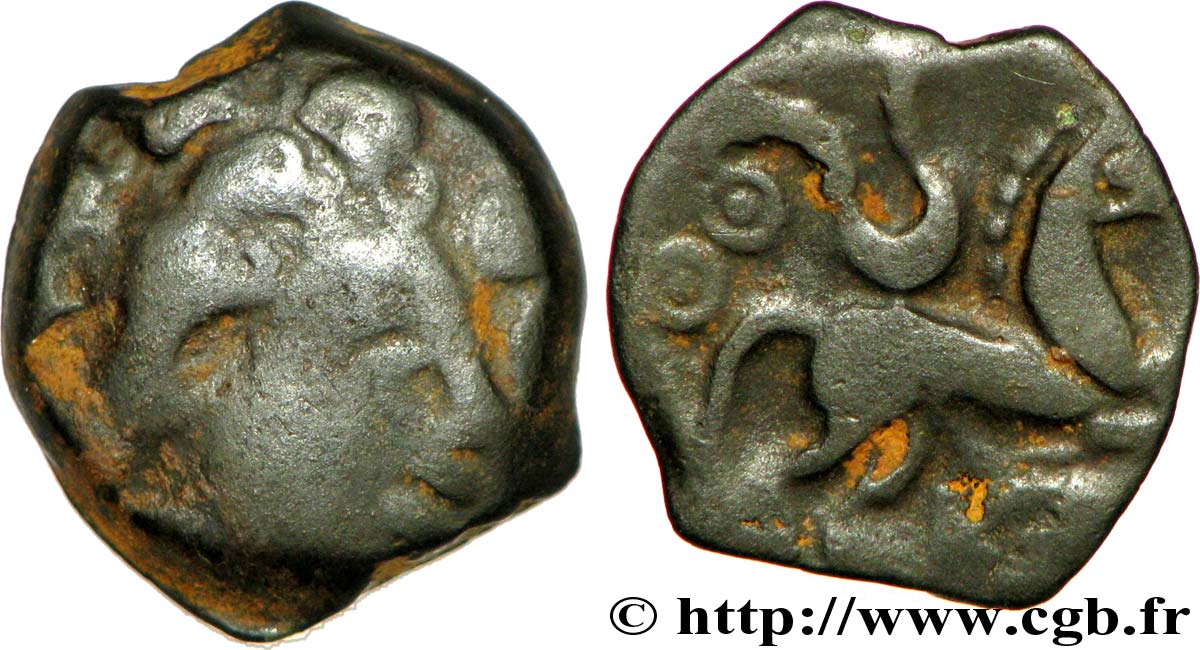 GALLIA BELGICA - AMBIANI (Regione di Amiens) Bronze au cheval et au sanglier MB/BB