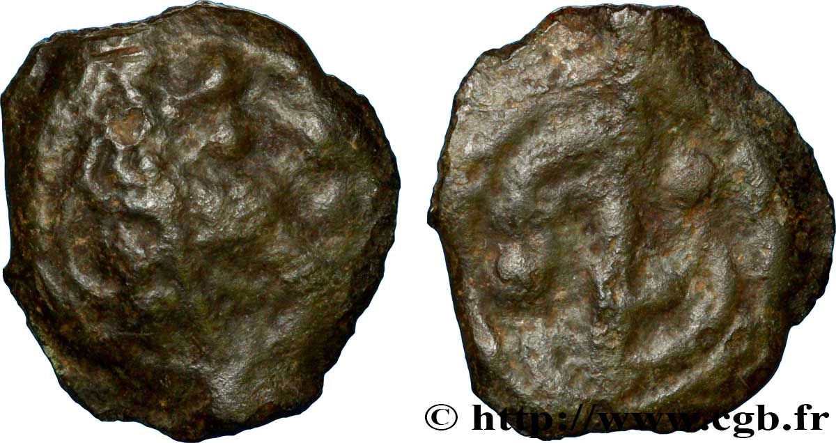 GALLIA - BITURIGES CUBI (Región de Bourges) Potin, type RN. 1837, pl. VII, n° 11-12 BC