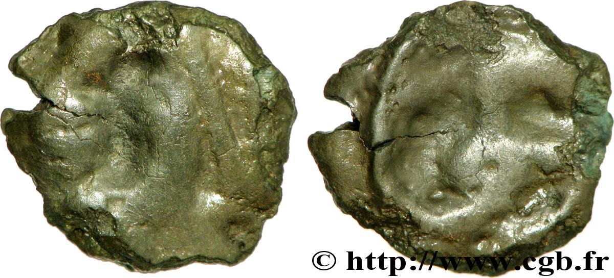 GALLIA - ÆDUI (BIBRACTE, Area of the Mont-Beuvray) Potin à l’hippocampe, tête casquée VF