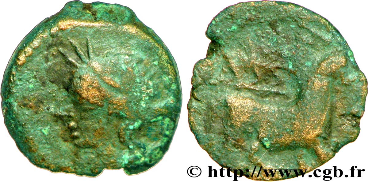 MASSALIA - MARSEILLE Petit bronze au taureau passant (hémiobole) VF