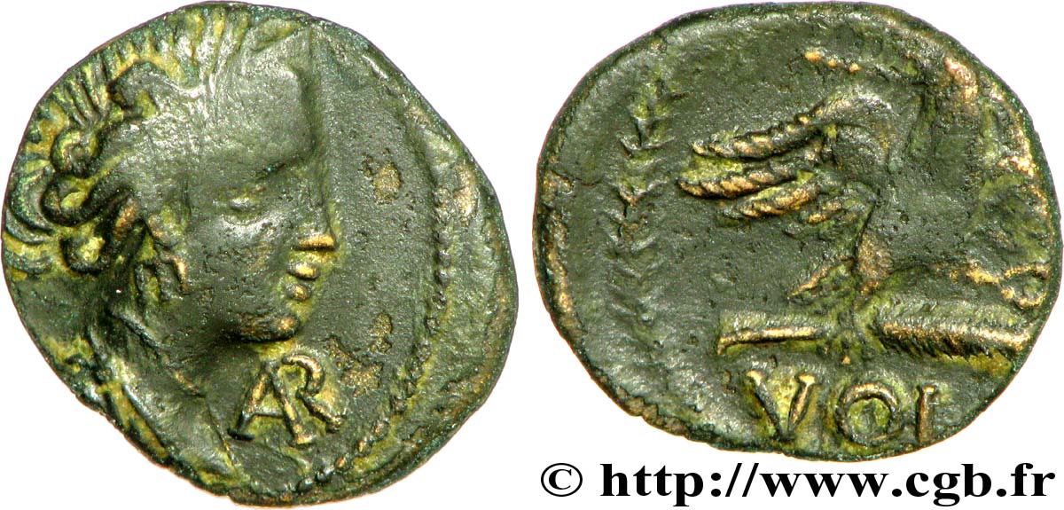 GALLIA - SUDOESTE DE GALLIA VOLCÆ ARECOMICI (Región de Nisma) Bronze AR / VOLC, à l aigle MBC/BC