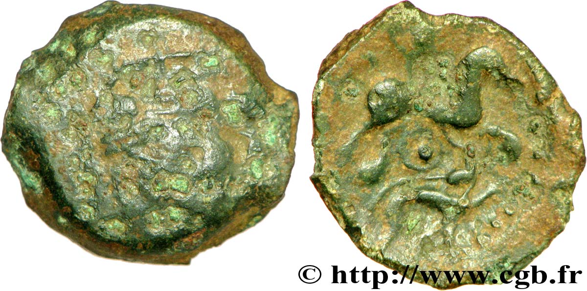 AULERQUES ÉBUROVICES (Région d&nbsp;Évreux) Bronze au cheval et au sanglier B/TB