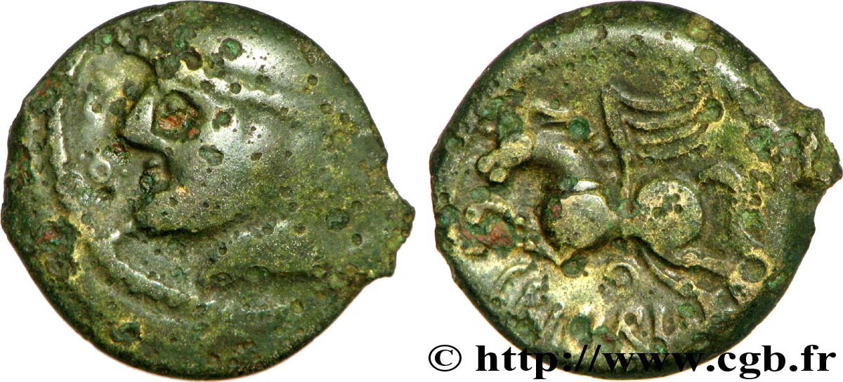 GALLIA BELGICA - SUESSIONES (Regione de Soissons) Bronze CRICIRV, barbu q.BB