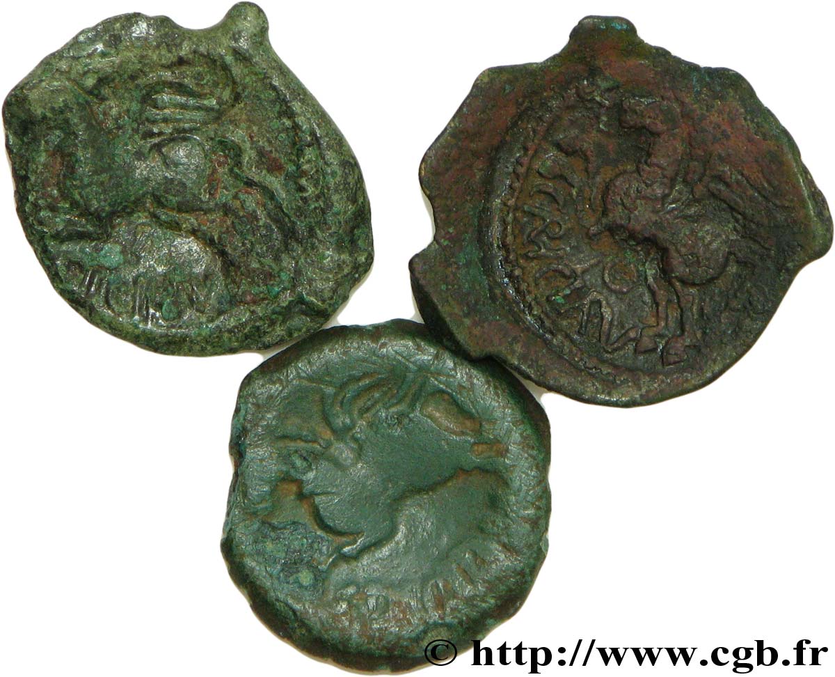 GALLIA BELGICA - SUESSIONES (Región de Soissons) Lot de 3 bronzes CRICIRV lote