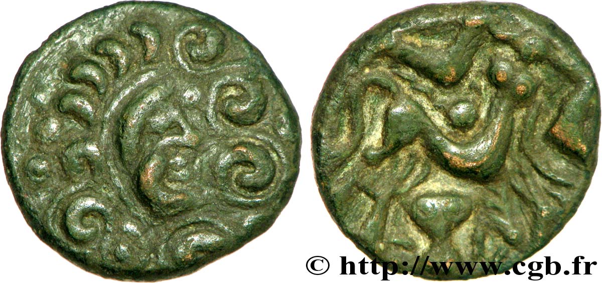 GALLIA BELGICA - AMBIANI (Región de Amiens) Bronze aux chevaux, DT. 366 BC+/MBC