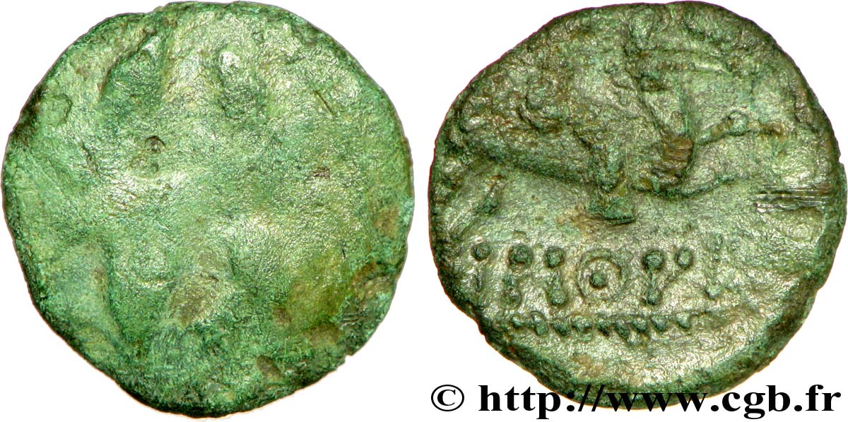 GALLIA BELGICA - AMBIANI (Regione di Amiens) Bronze IMONIO au cavalier et aux volutes q.MB/q.BB