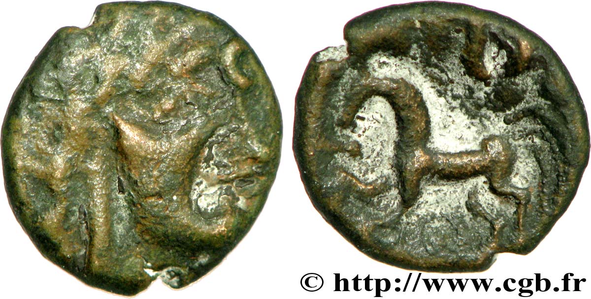 GALLIA BELGICA - AMBIANI (Región de Amiens) Bronze au cheval, BN 8430 BC+/MBC