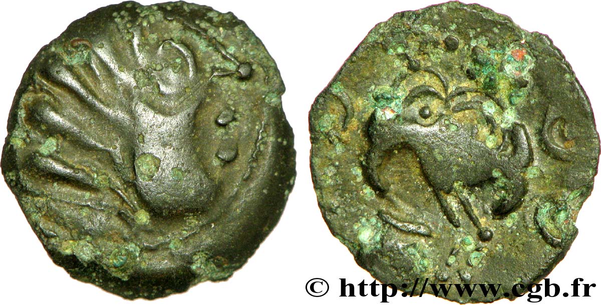 GALLIA SENONES (Regione di Sens) Bronze INS à l’oiseau et au vase, classe VIII q.BB