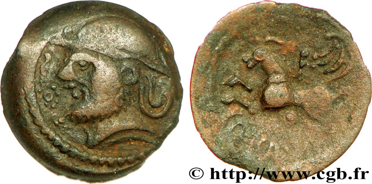 GALLIA BELGICA - SUESSIONES (Regione de Soissons) Bronze CRICIRV, barbu BB/q.BB