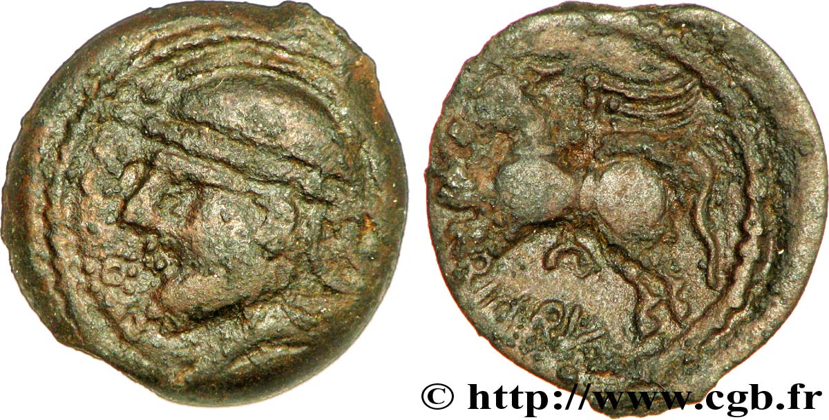 GALLIA BELGICA - SUESSIONES (Región de Soissons) Bronze CRICIRV, barbu BC+