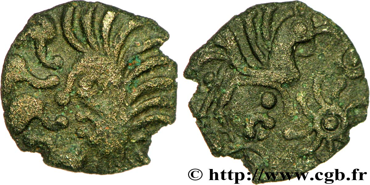 GALLIA BELGICA - BELLOVACI (Area of Beauvais) Bronze au coq à tête humaine VF/VF