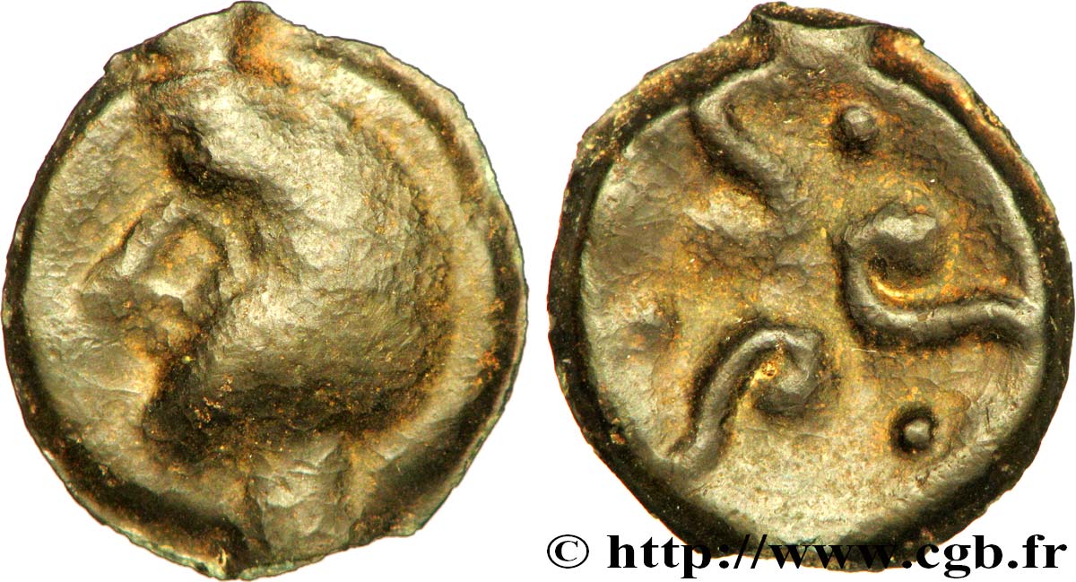 SUESSIONES, Unspecified Potin aux trois volutes, “type de Pommiers” à la tête chauve XF