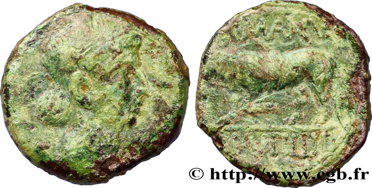 GALLIA BELGICA - REMI (Area of Reims) Bronze GERMANVS INDVTILLI au taureau (Quadrans) VF/VF