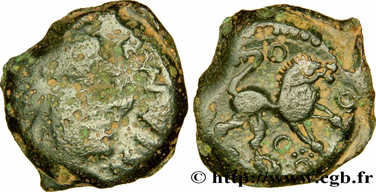 LÉXOVIENS (Région de Lisieux) Bronze CISIAMBOS / OYO au lion, œil en argent TB/TTB
