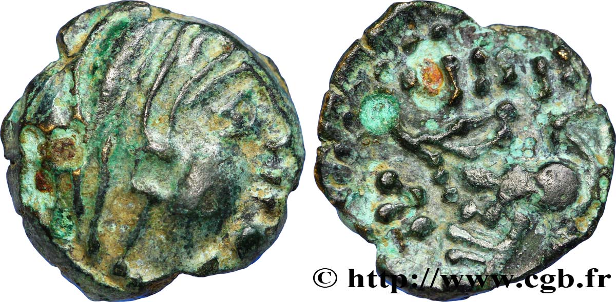 BITURIGES CUBES (Région de Bourges) Bronze épigraphe au cheval ailé, DT. 3487-3488 TTB+