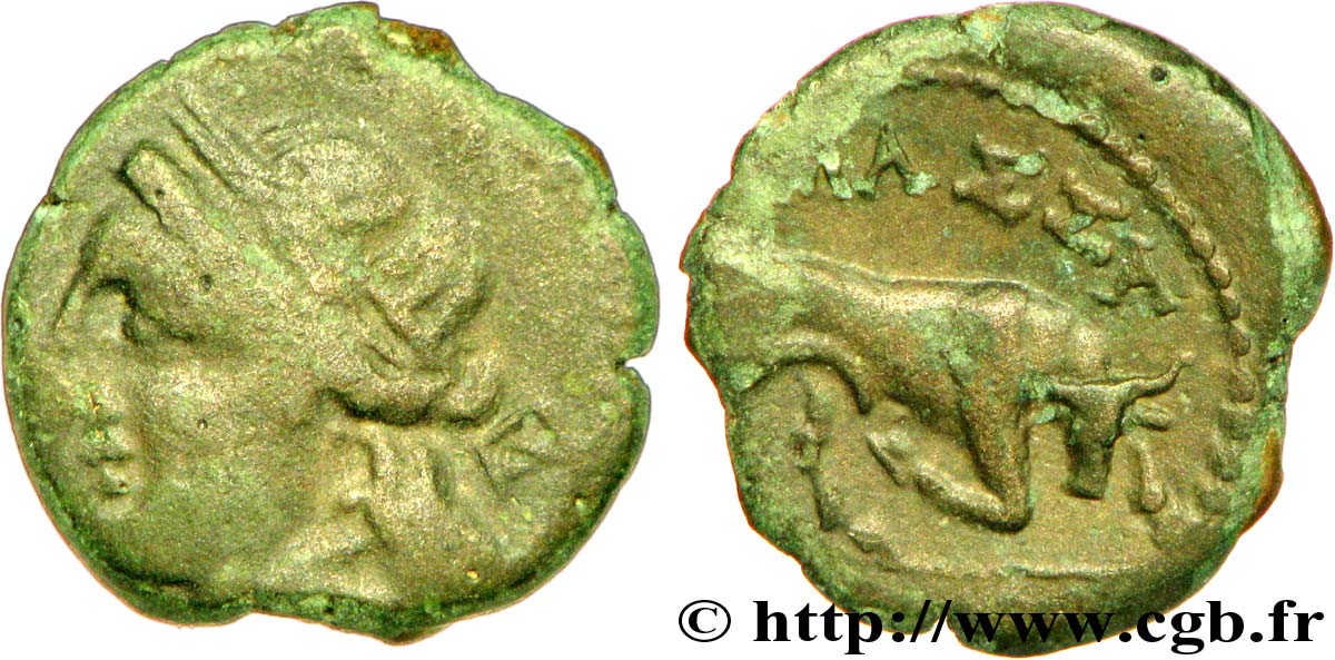 MASSALIA - MARSEILLES Petit bronze au taureau, tête à gauche q.BB/BB