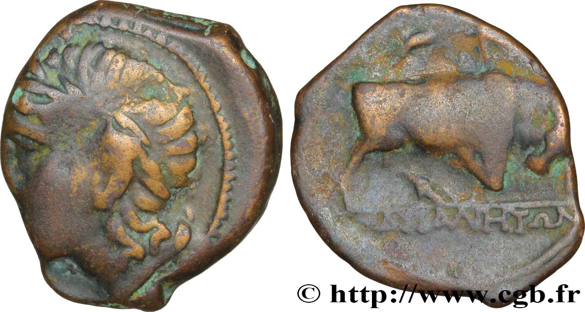 MASSALIA - MARSEILLE Bronze au taureau, tête à gauche, légende complète à l’exergue TTB