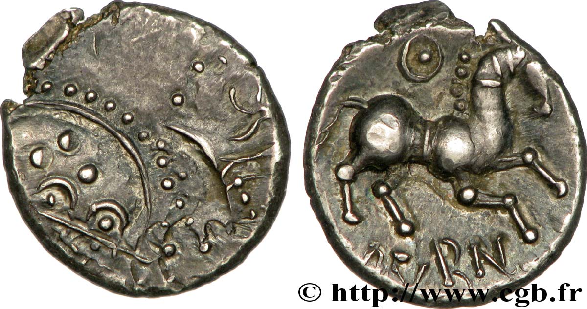 GALLIA - ÆDUI (BIBRACTE, Area of the Mont-Beuvray) Denier ANORBOS/DVBNO, coin à empreintes multiples MS