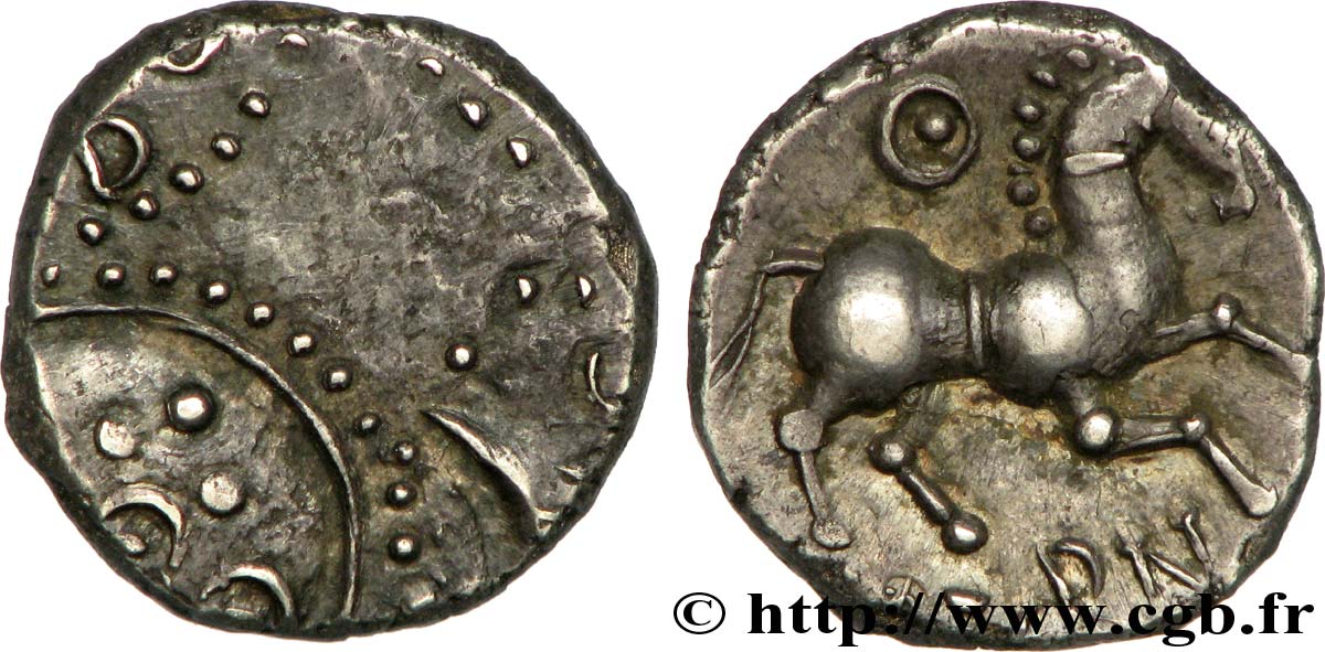 EDUENS, ÆDUI (BIBRACTE, Area of the Mont-Beuvray) Denier ANORBOS/DVBNO, coin à empreintes multiples MS
