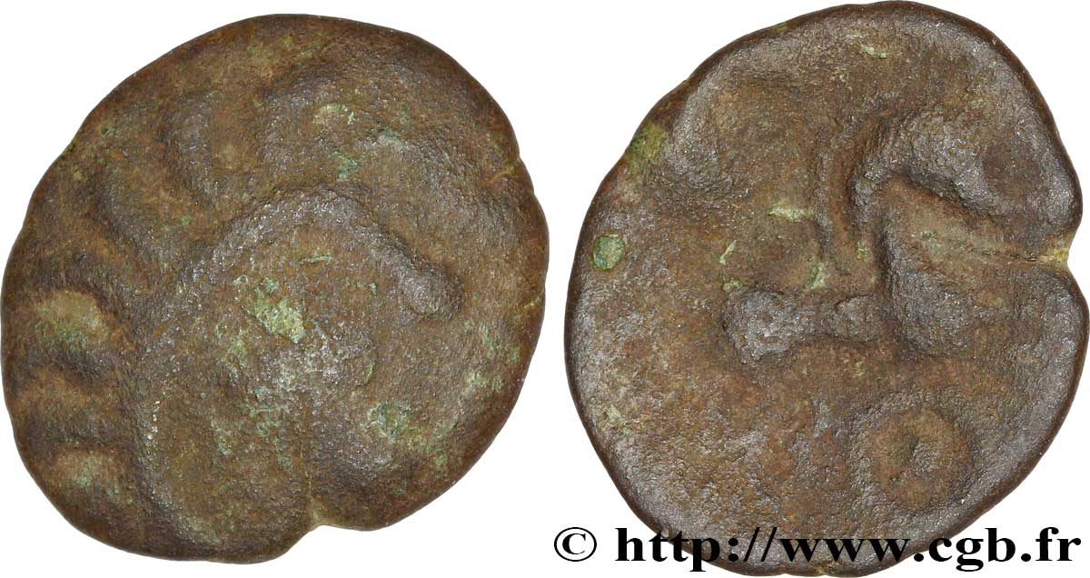 GALLIA - BAÏOCASSES (Regione di Bayeux) Bronze scyphate au cheval et à la rouelle q.MB