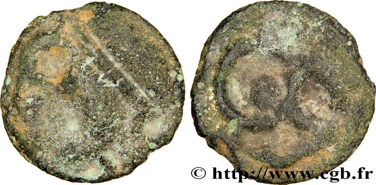 GALLIA - ÆDUI (BIBRACTE, Area of the Mont-Beuvray) Potin à l’hippocampe, tête casquée VF/XF