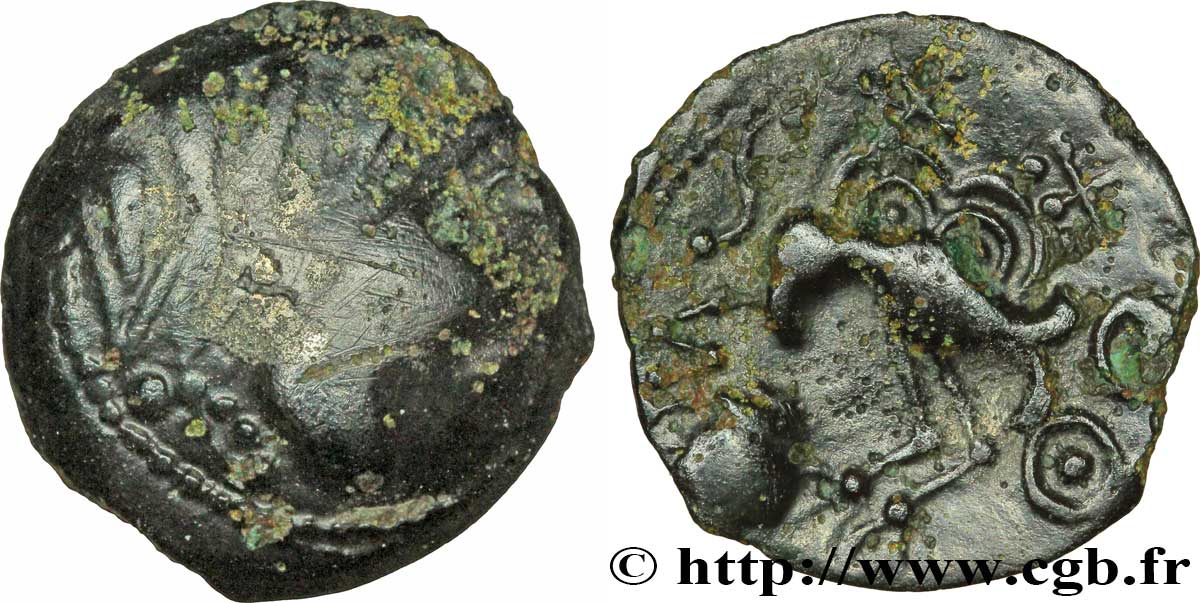 GALLIA SENONES (Regione di Sens) Bronze INS à l’oiseau et au vase, classe VIII q.MB/BB