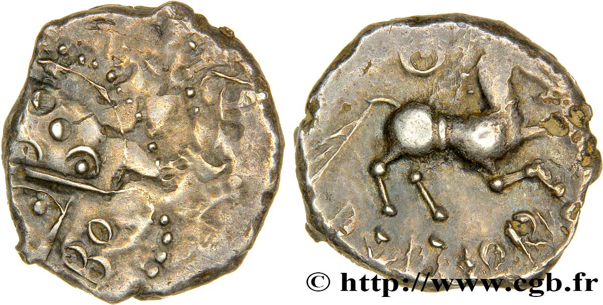 GALLIA - ÆDUI (BIBRACTE, Area of the Mont-Beuvray) Denier ANORBOS/DVBNO, coin à empreintes multiples AU