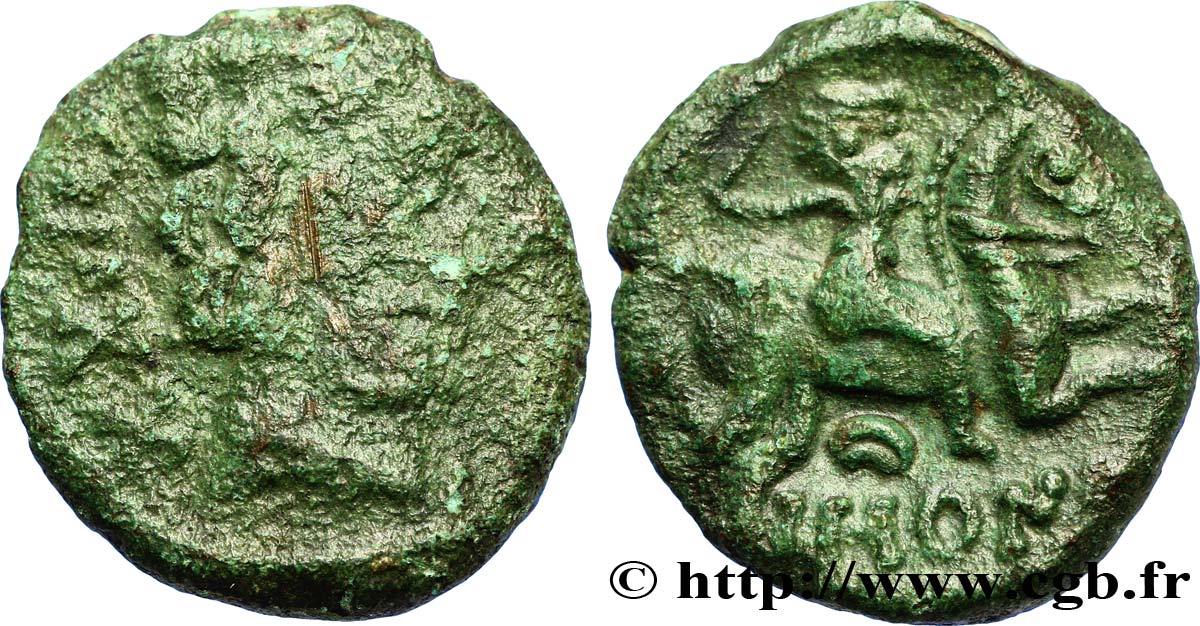 GALLIA BELGICA - AMBIANI (Regione di Amiens) Bronze IMONIN au cavalier MB/q.SPL