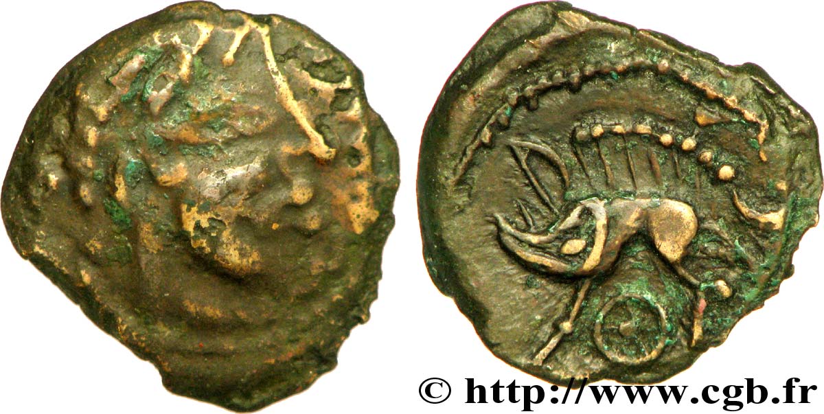 VÉLIOCASSES (Région du Vexin normand) Bronze au sanglier de Saint-André-sur-Cailly TB+/SUP