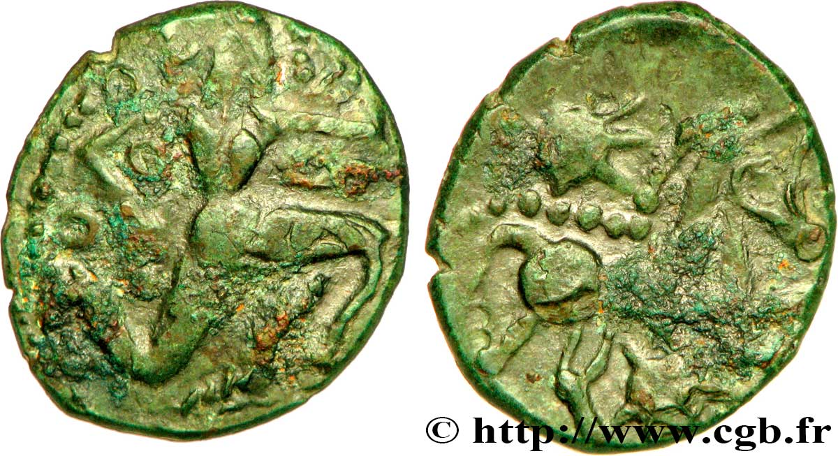 GALLIA - BELGICA - BELLOVACI (Regione di Beauvais) Bronze au personnage courant, aux astres q.BB/BB