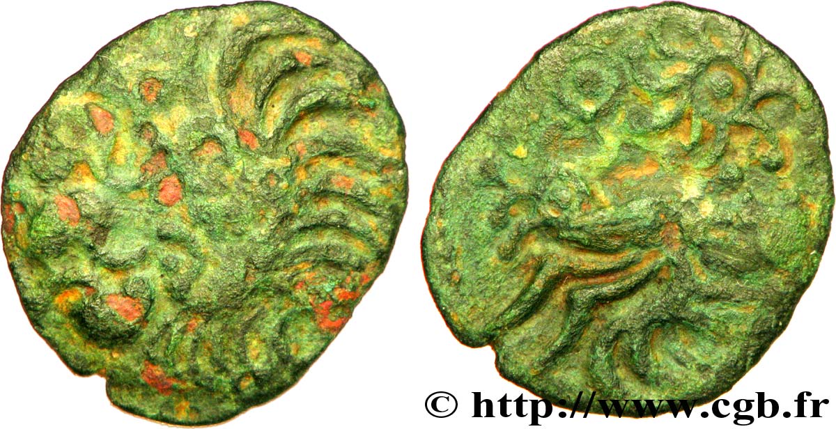 GALLIA - BELGICA - BELLOVACI (Región de Beauvais) Bronze au coq à tête humaine BC