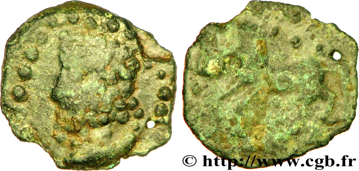 GALLIA - BELGICA - BELLOVACI (Región de Beauvais) Bronze au cheval, “type de Vendeuil-Caply” MBC/BC