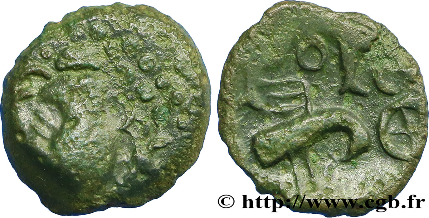 GALLIA BELGICA - MELDI (Región de Meaux) Bronze à l’aigle et au sanglier, classe I BC+/BC