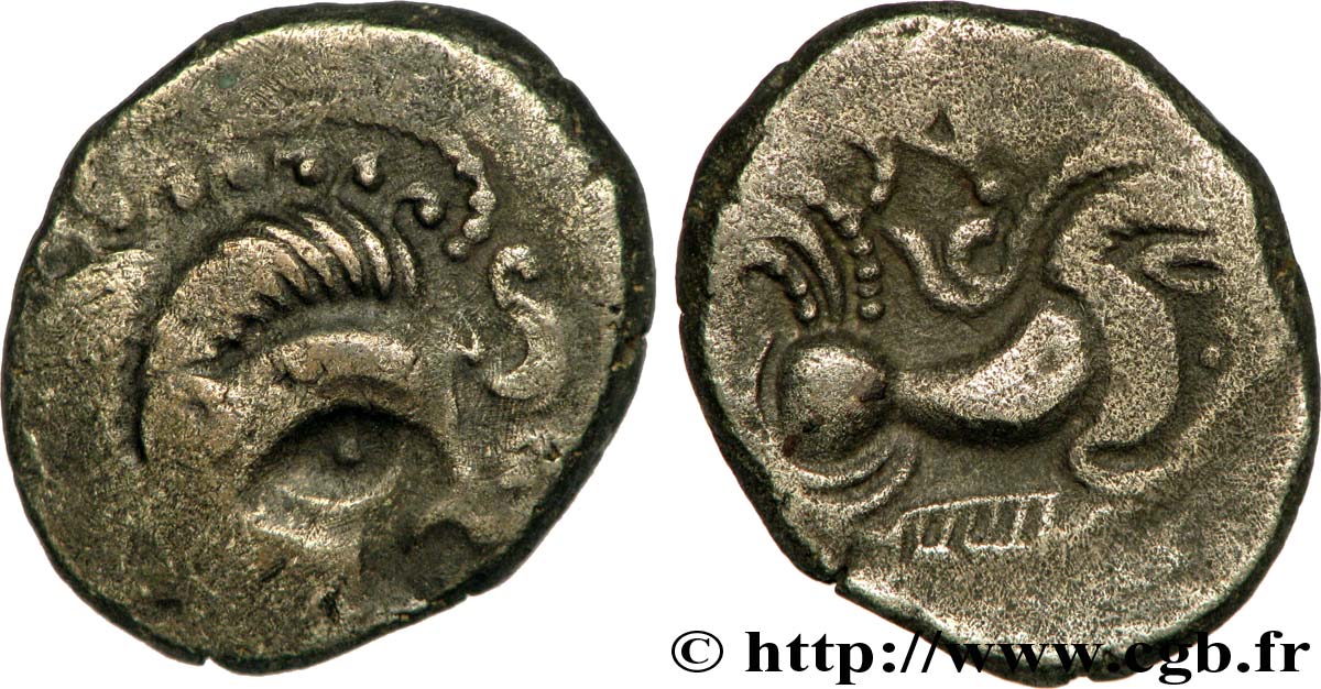 GALLIEN - ARMORICA - CORIOSOLITÆ (Region die Corseul, Cotes d Armor) Statère de billon, classe II au nez pointé SS