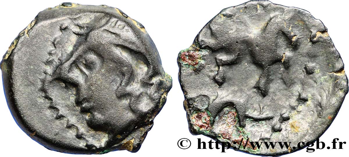 GALLIA - CARNUTES (Beauce area) Bronze au cheval et au sanglier XF/VF