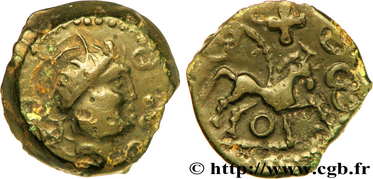 GALLIA - BELGICA - REGIONE DI PARIGGI Bronze à la tête casquée et au cheval BB/q.SPL