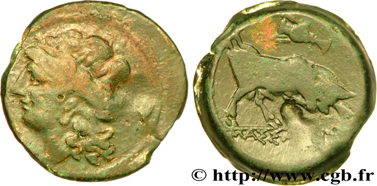 MASSALIA - MARSEILLE Bronze lourd au taureau, au canthare XF