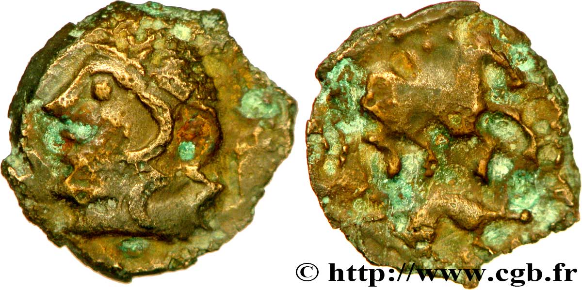 GALLIA - CARNUTES (Región de la Beauce) Bronze au cheval et au sanglier BC+