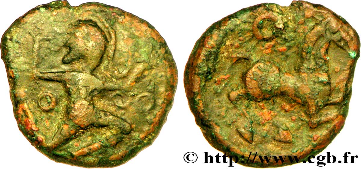 GALLIEN - BELGICA - BELLOVACI (Region die Beauvais) Bronze au personnage courant, à l’astre SS/fSS