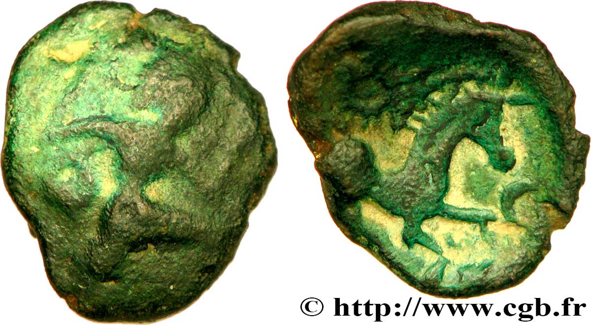 GALLIA - BELGICA - BELLOVACI (Regione di Beauvais) Bronze au personnage courant, à l’astre q.BB/BB