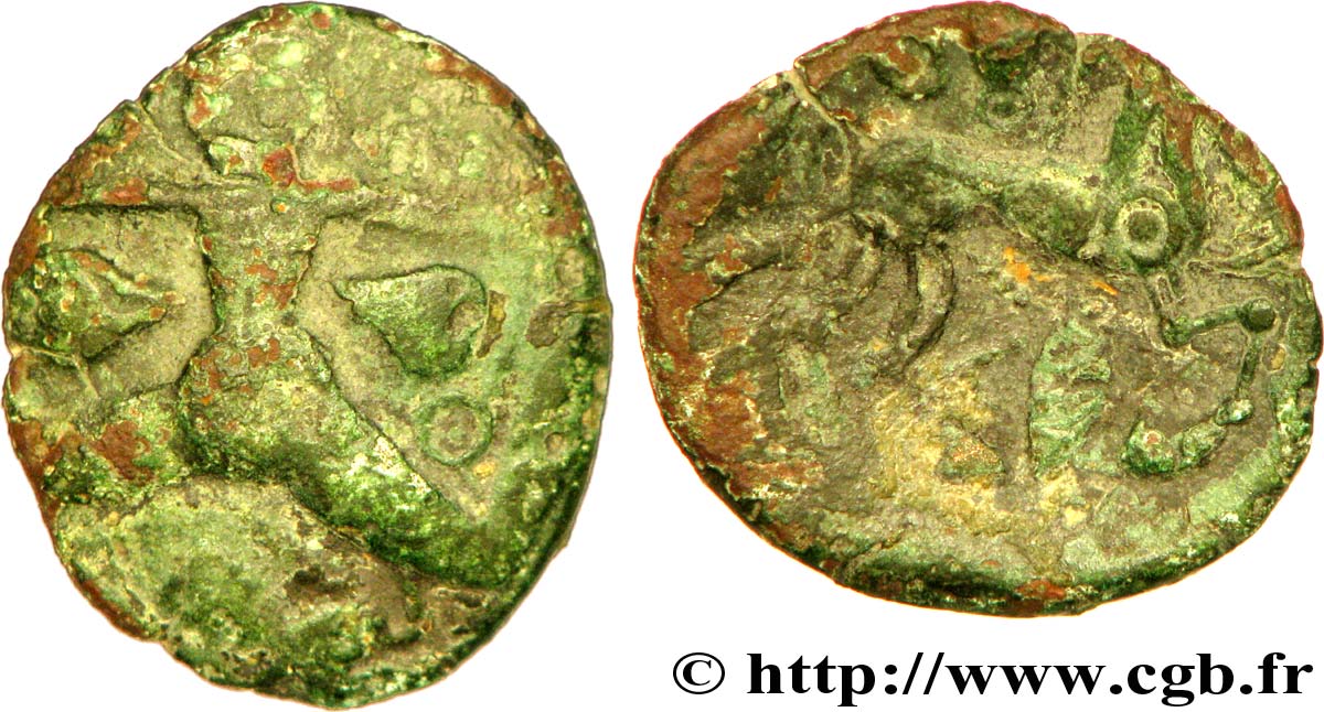 GALLIA - BELGICA - BELLOVACI (Regione di Beauvais) Bronze au personnage courant, type aux feuilles et aux épis q.BB