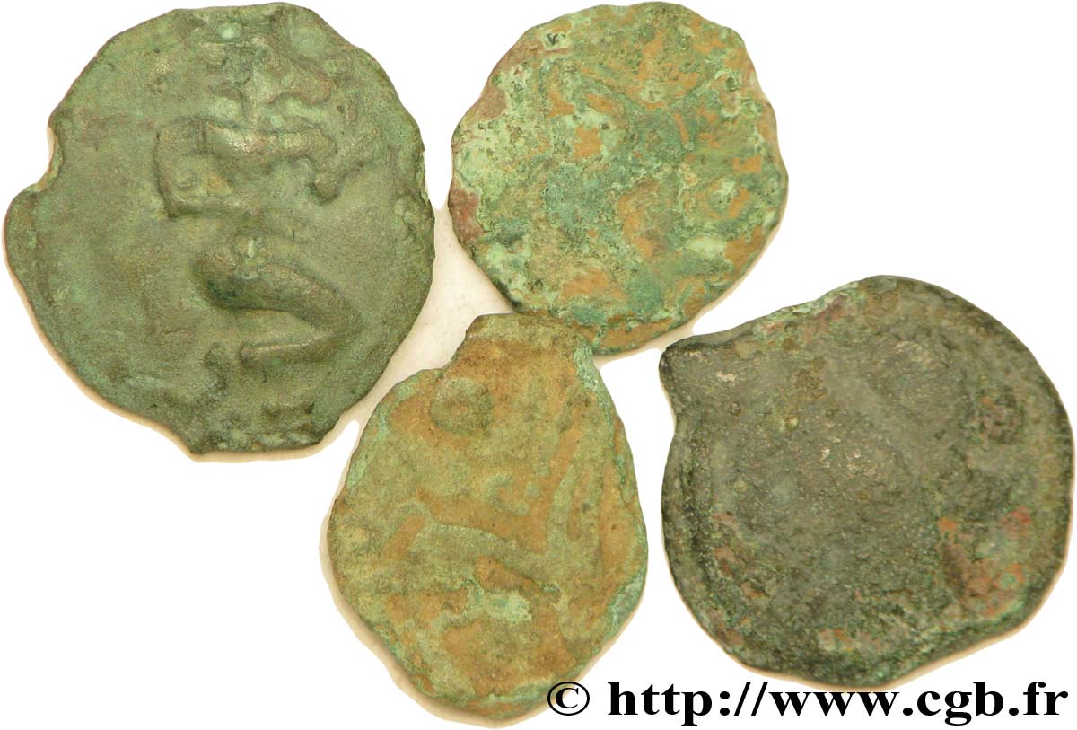 GALLIEN - BELGICA - BELLOVACI (Region die Beauvais) Lot de 3 bronzes et 1 potin lot