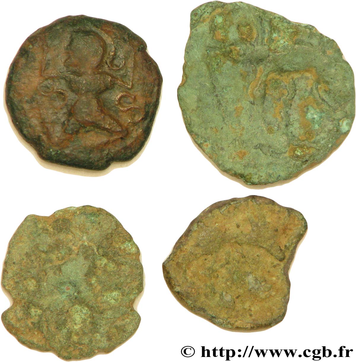 GALLIEN - BELGICA - BELLOVACI (Region die Beauvais) Lot de 4 bronzes au personnage courant lot