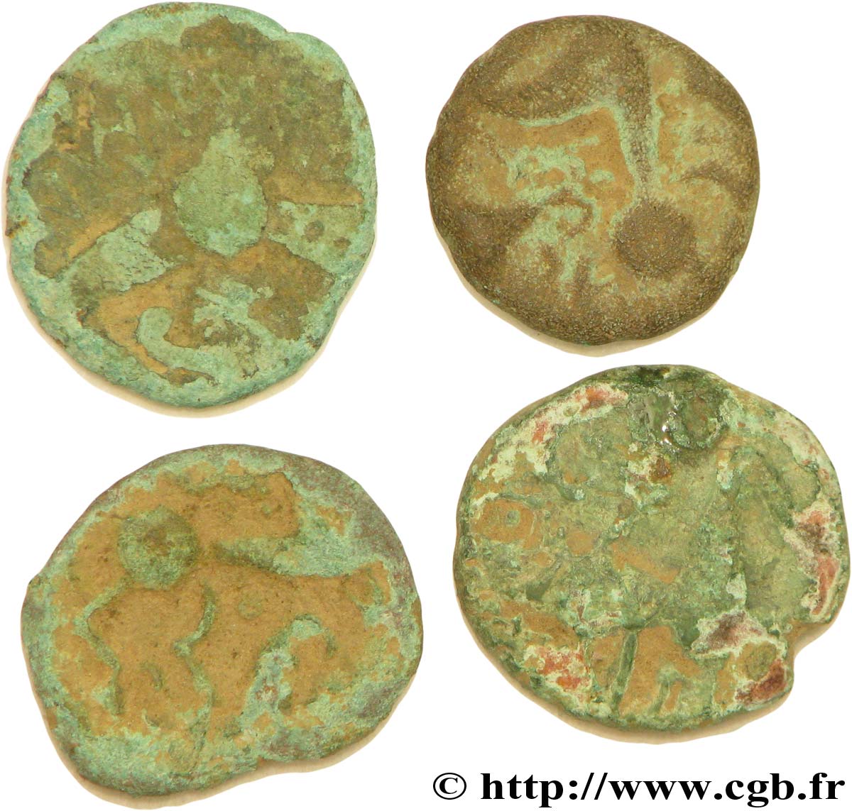 GALLIEN - BELGICA - BELLOVACI (Region die Beauvais) Lot de 4 bronzes au personnage courant lot