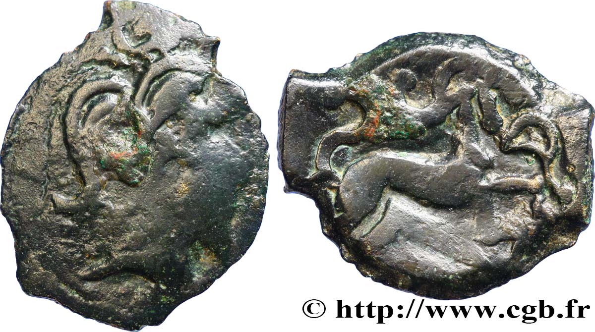 PICTONS / CENTRE-OUEST, Incertaines Bronze au cheval androcéphale, fibule devant le cheval TB/TTB