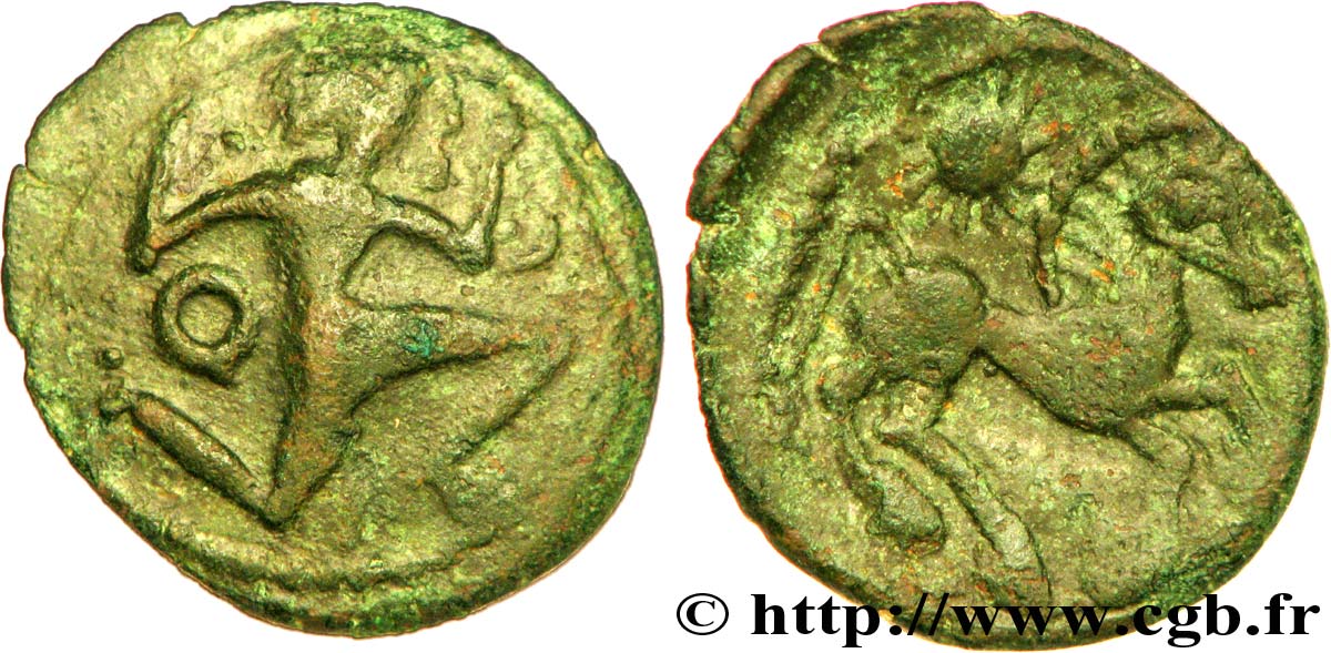 GALLIA - BELGICA - BELLOVACI (Regione di Beauvais) Bronze au personnage courant, à l’astre BB/q.SPL