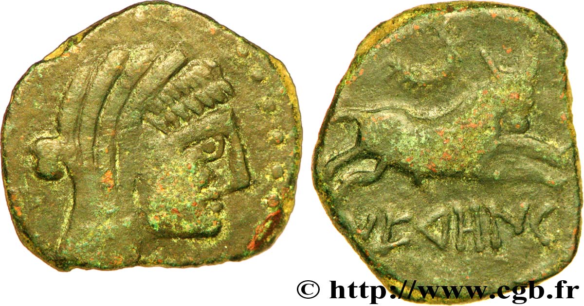GALLIA - NEDENES (oppido di Montlaures) Unité ou bronze au taureau, tête stylisée q.SPL/BB