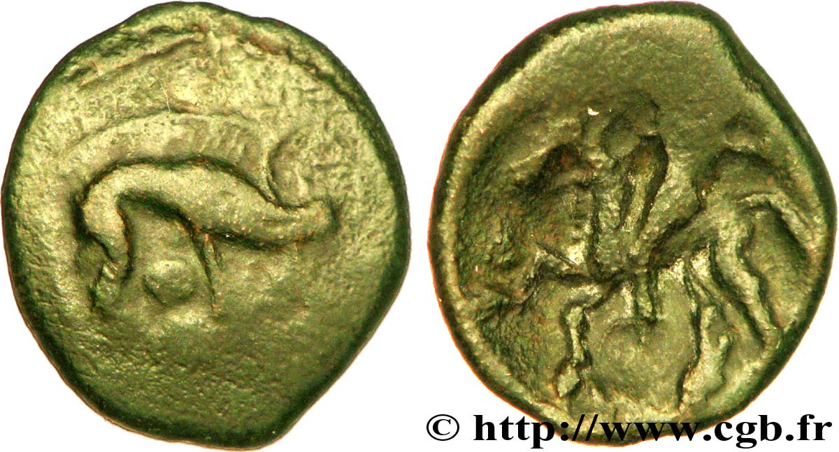 AMBIANI (Area of Amiens) Bronze au sanglier et au cavalier VF/XF