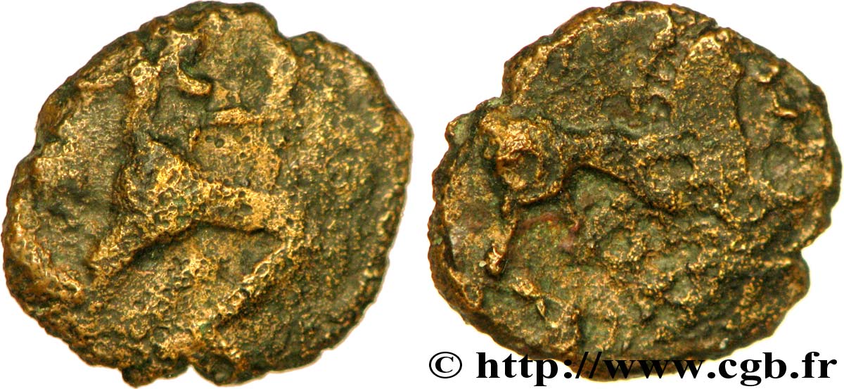 GALLIA - BELGICA - BELLOVACI (Región de Beauvais) Bronze au personnage courant BC/RC+