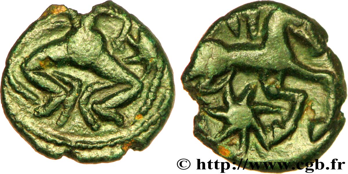 GALLIEN - BELGICA - BELLOVACI (Region die Beauvais) Bronze au personnage courant, de face VZ/SS
